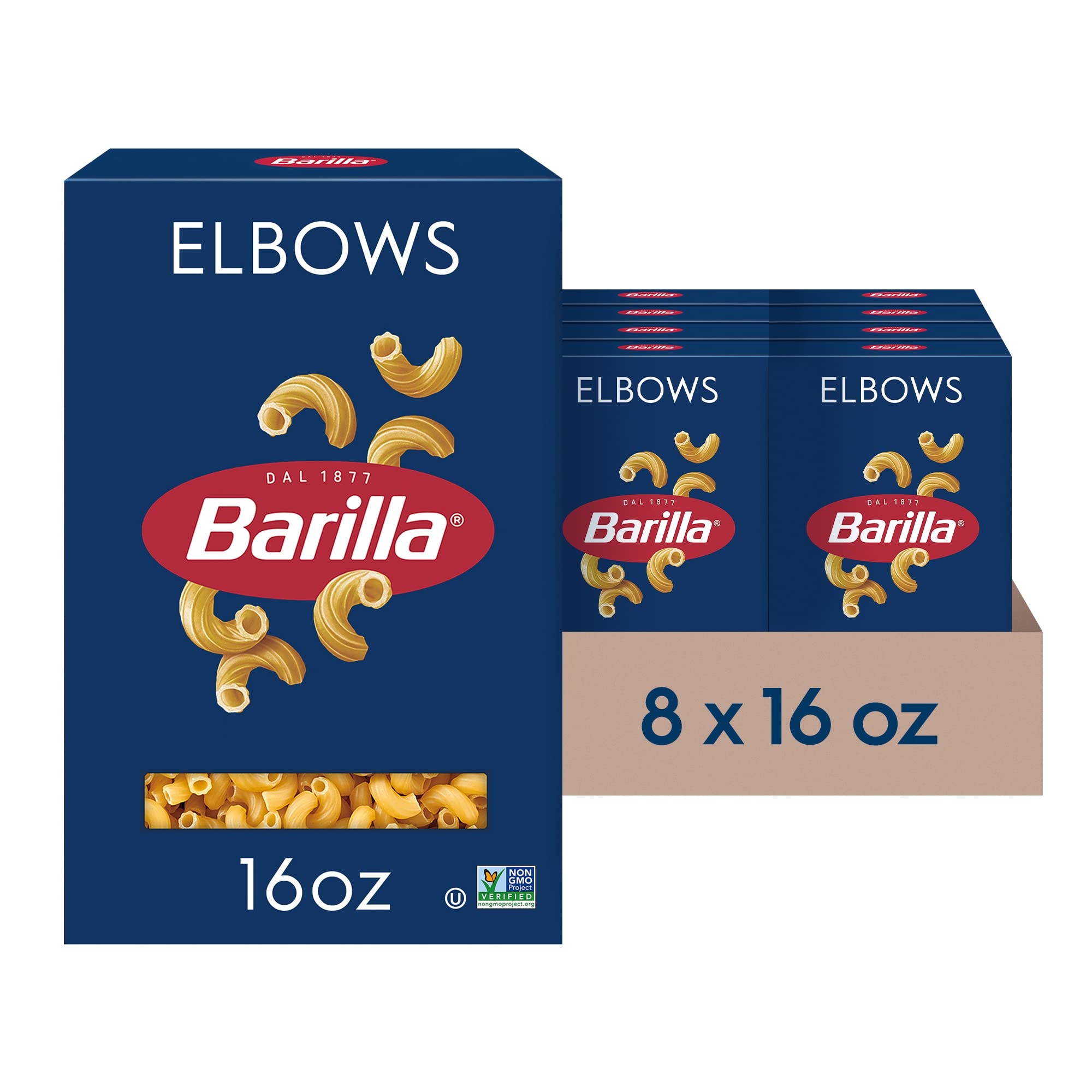 Barilla front packaging showing 16 oz box and brand clarity