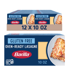 Barilla front packaging showing gluten free lasagne and convenience benefit