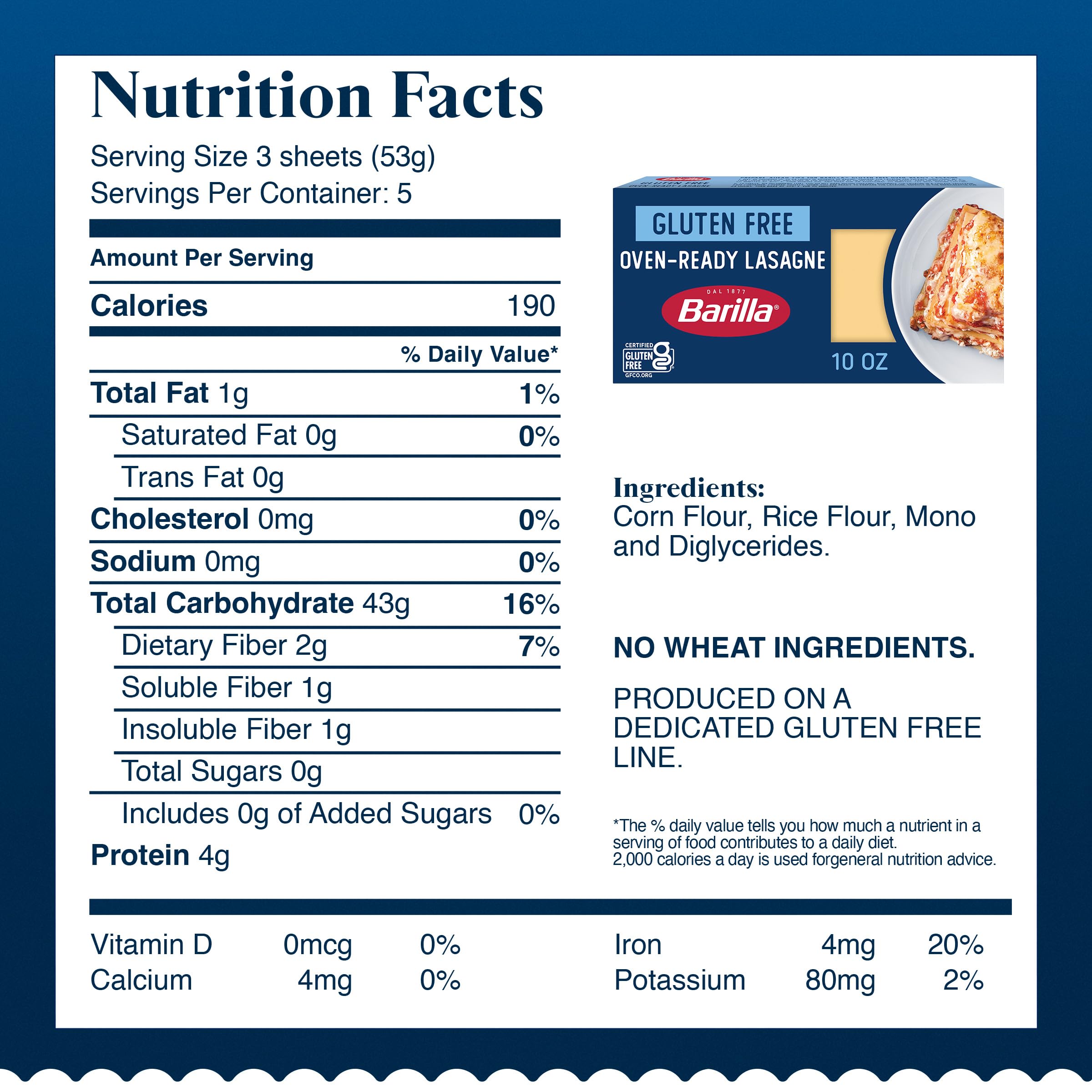 Barilla nutrition label close-up showing Non-GMO and ingredient clarity benefit