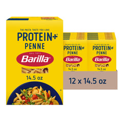 Barilla Protein+ penne front pack showing branding and size for easy selection