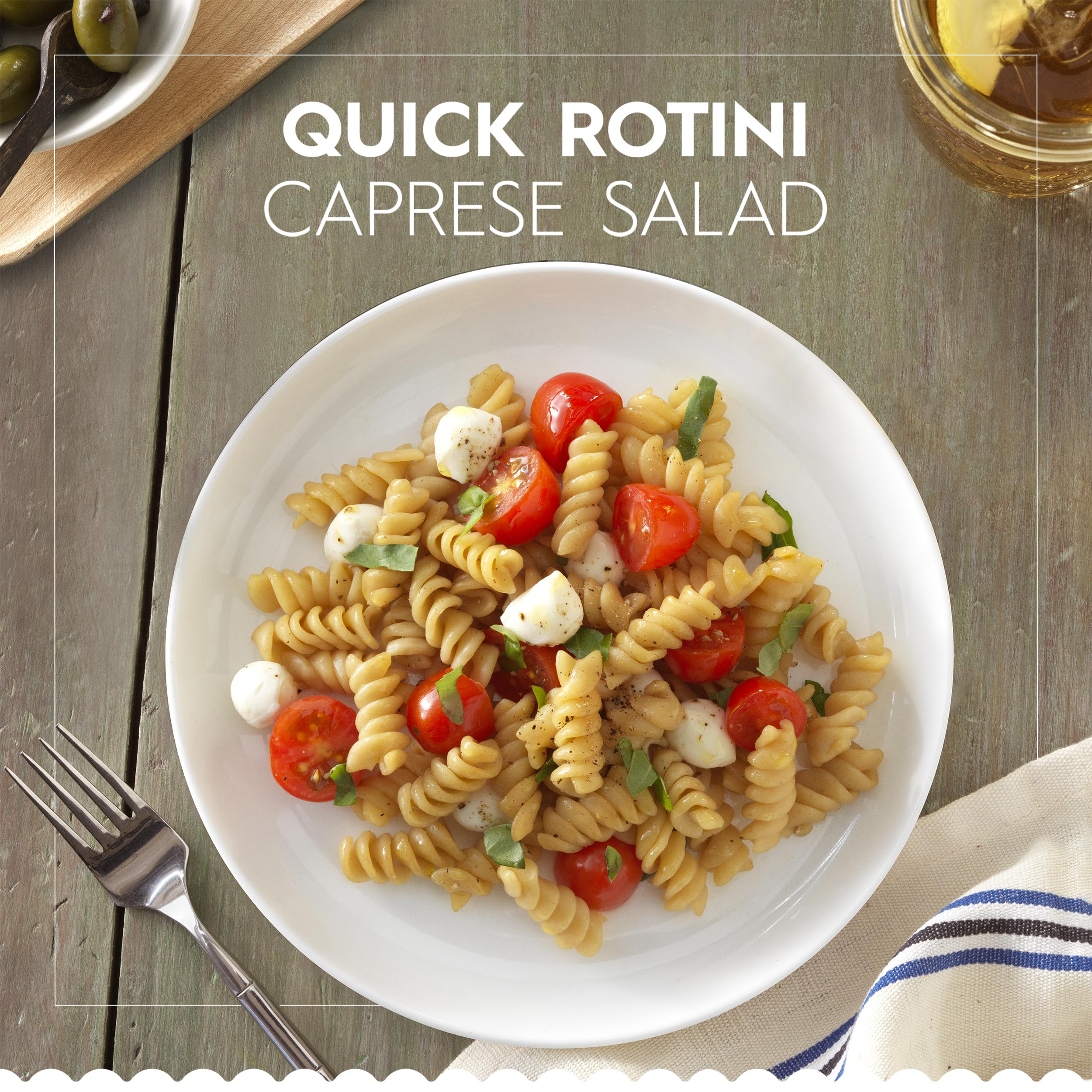 Close-up of Barilla rotini spiral texture highlighting al dente appearance