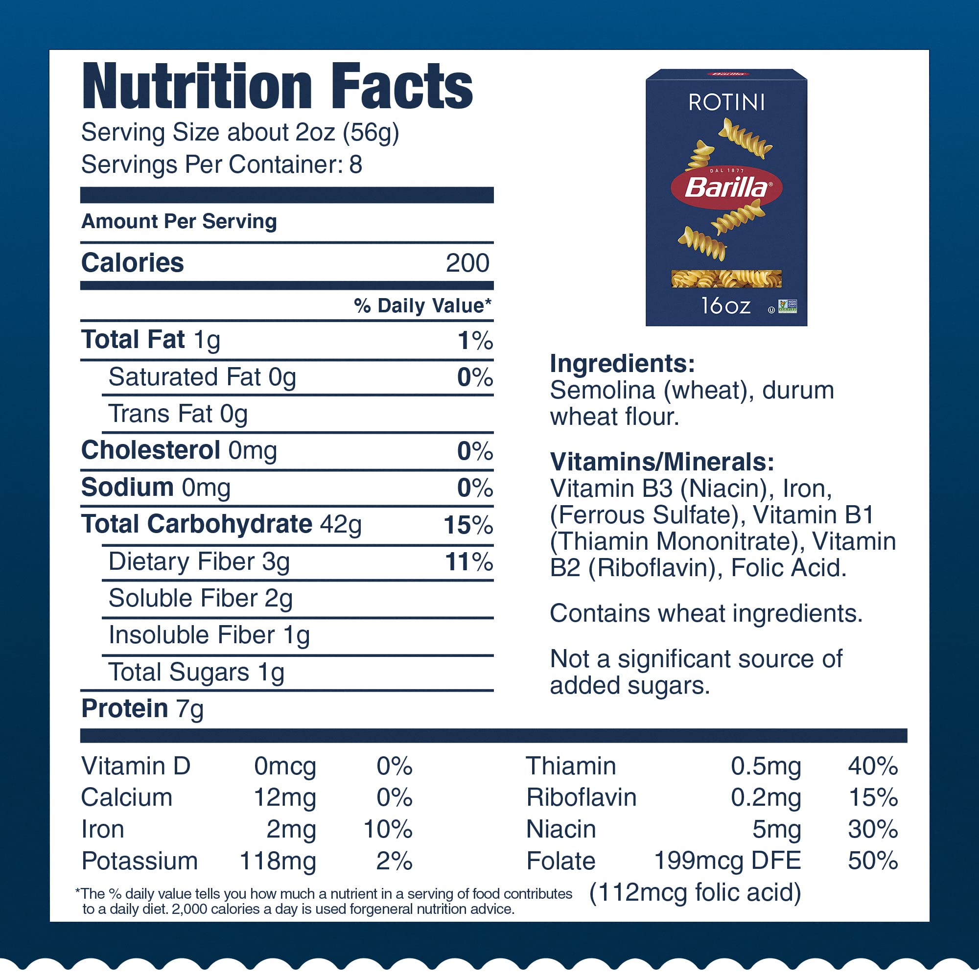 Product label with Non-GMO and Kosher marks on Barilla for ingredient transparency