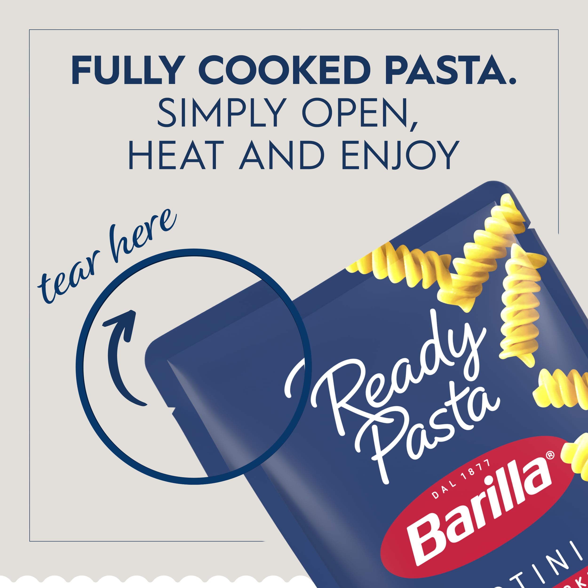 Family-style kitchen scene with Barilla rotini plated for a quick weeknight meal