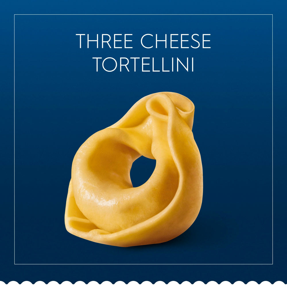 Barilla tortellini in hand for scale illustrating portion size and easy preparation