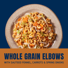 Barilla whole grain elbows cooked in a bowl ready to serve with sauce benefit