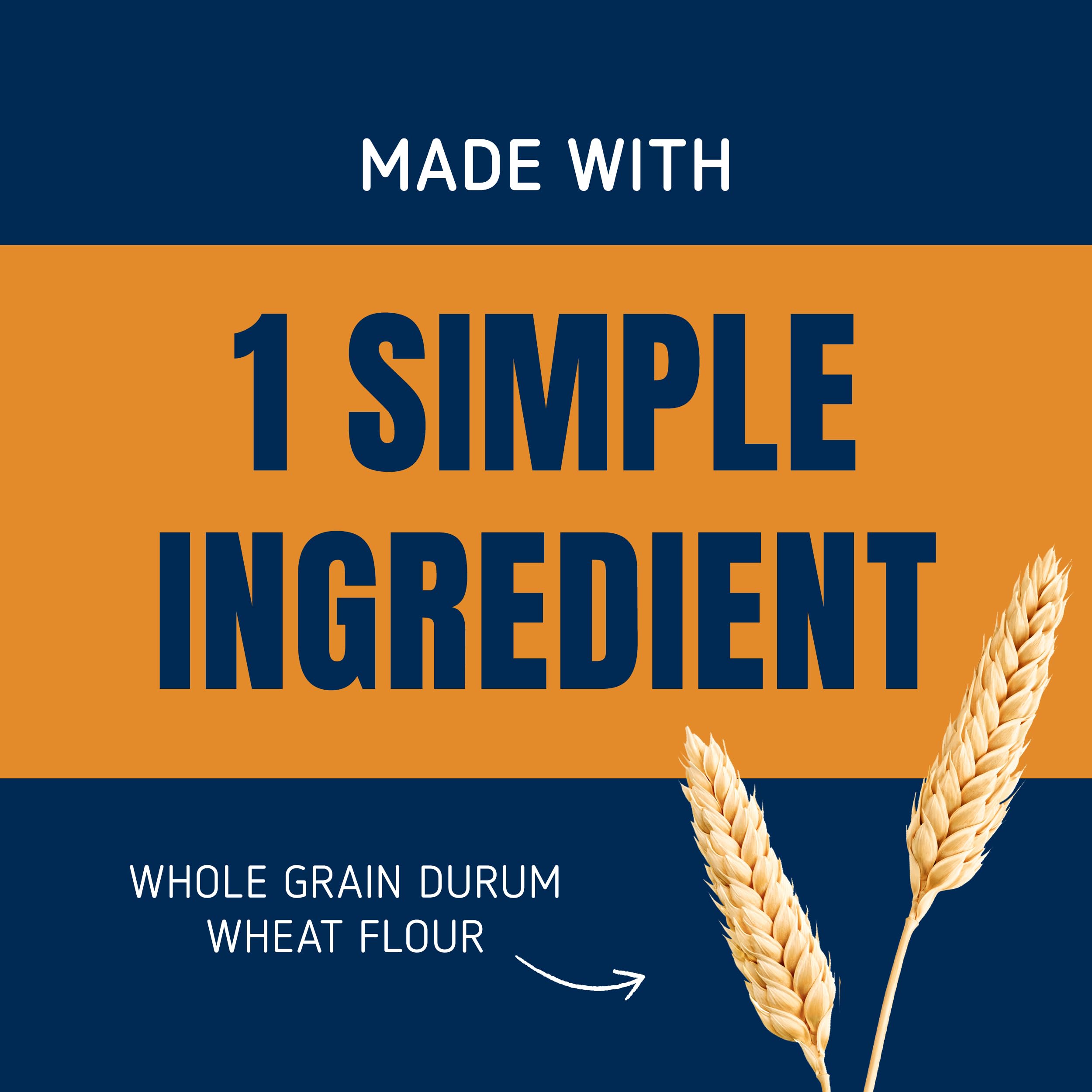 Barilla whole grain elbows next to measuring cup illustrating serving size convenience