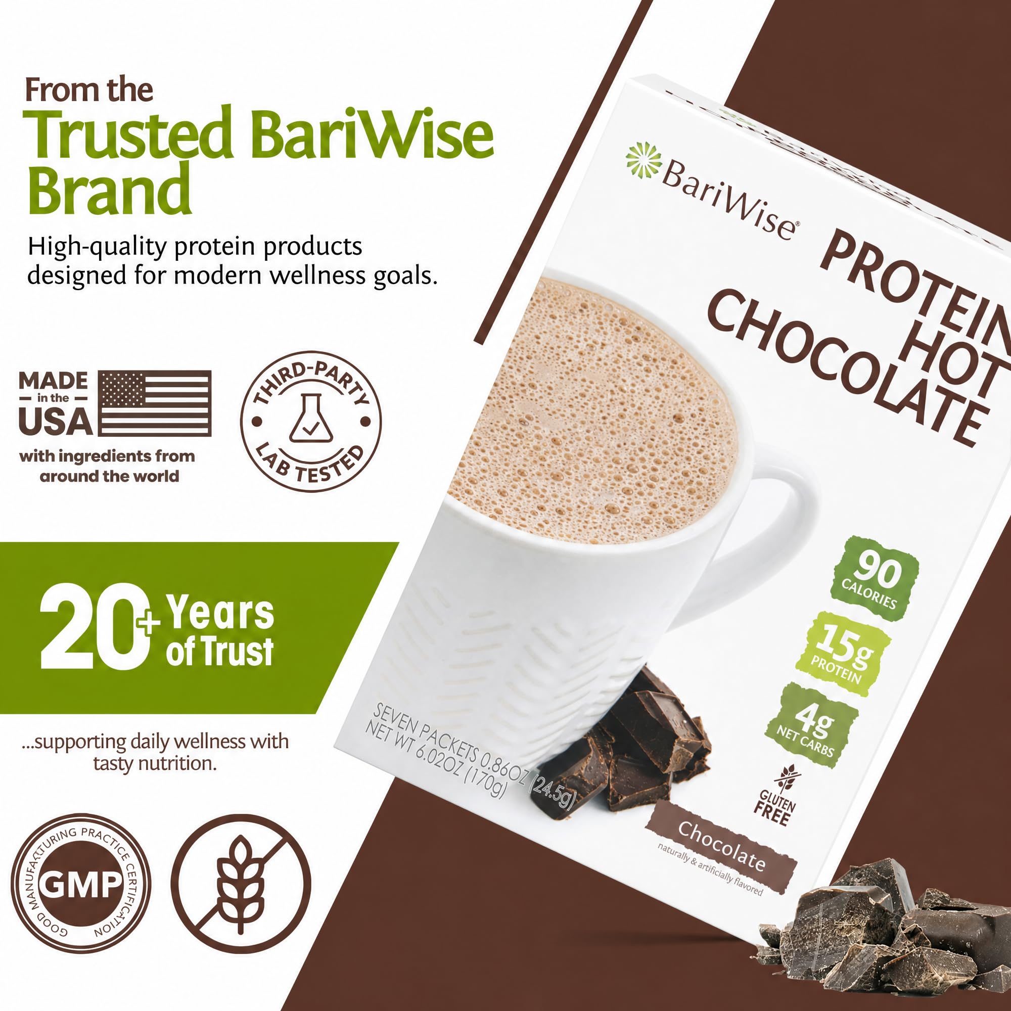 BariWise nutrition and ingredient label closeup showing protein and low‑carb facts