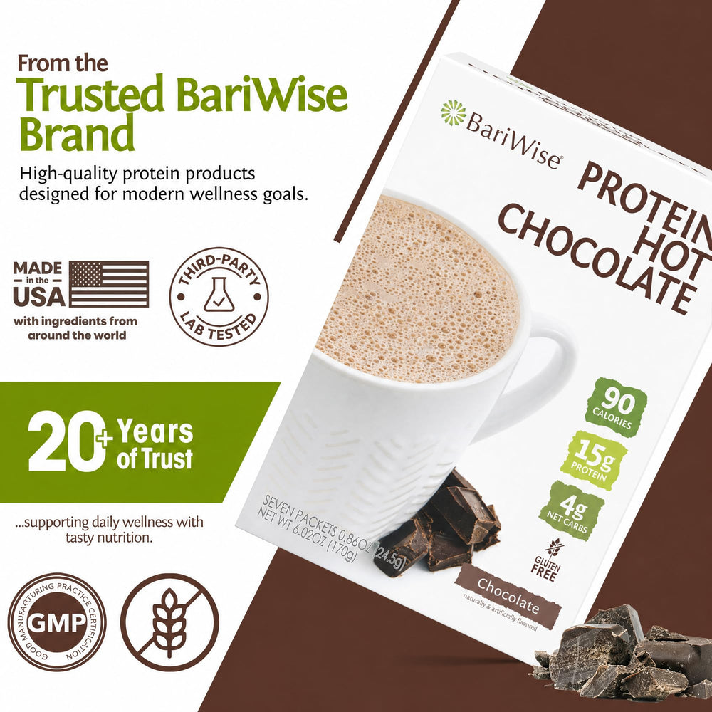 BariWise nutrition and ingredient label closeup showing protein and low‑carb facts
