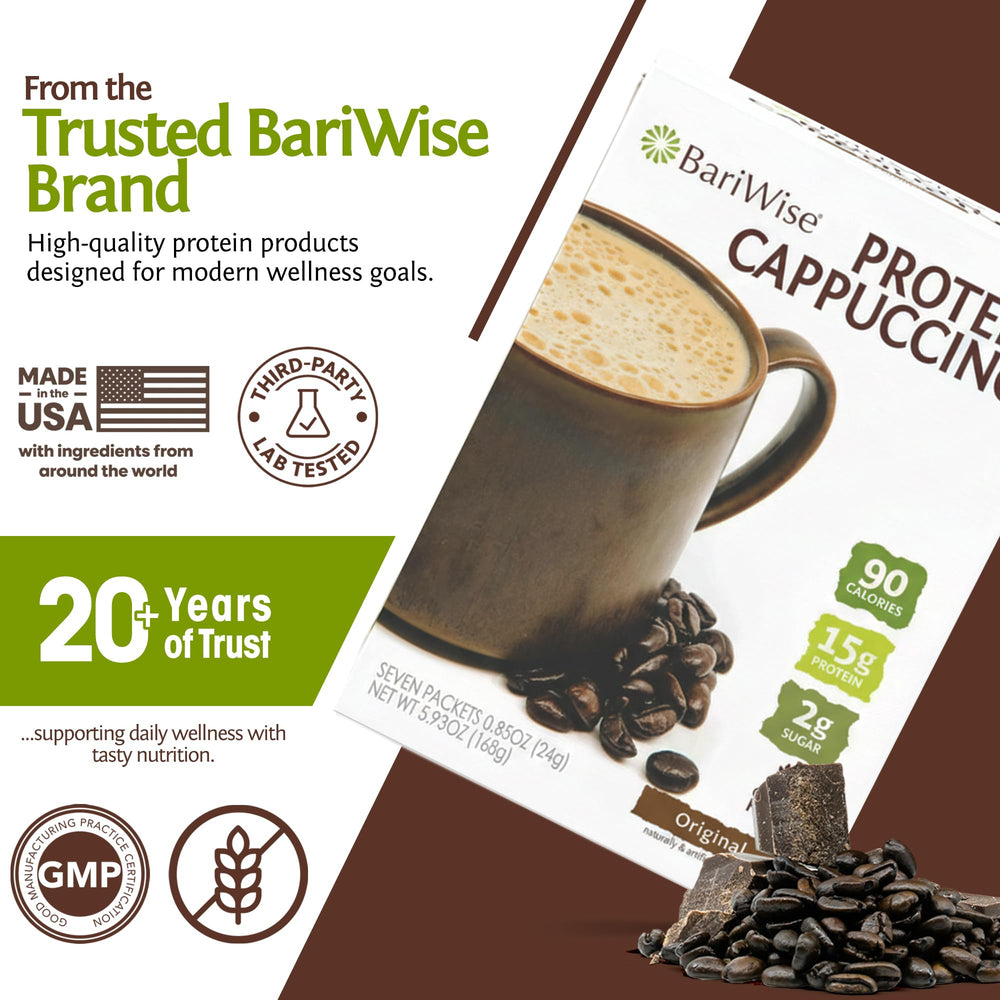 BariWise nutrition label close-up emphasizing 15g protein per serving