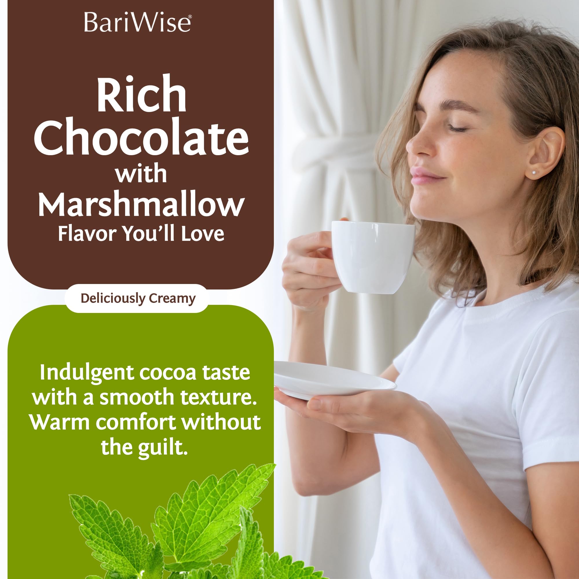 Chocolate marshmallow detail on powder, adds authentic cocoa experience