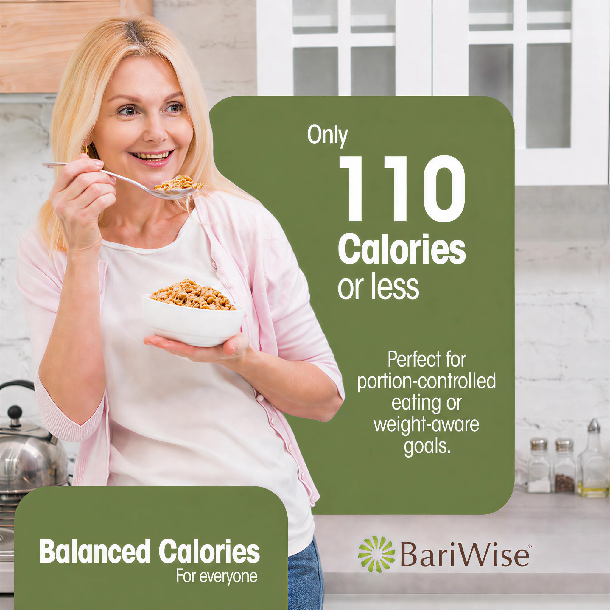 BariWise nutrition label detail highlighting 15g protein and low sugar benefit