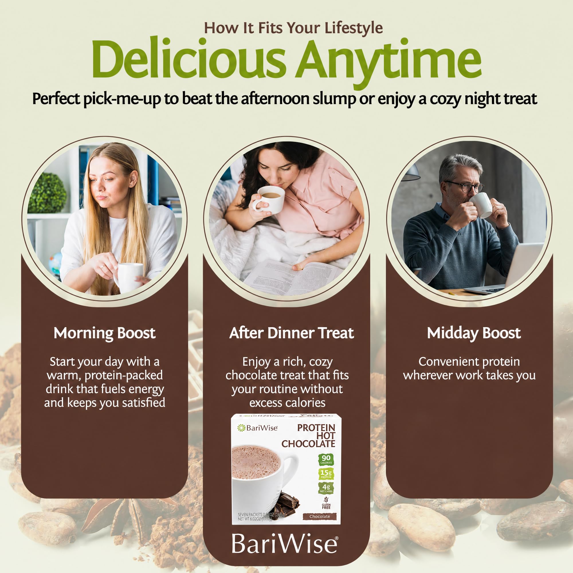 BariWise pouring powder into mug for quick preparation and consistent flavor