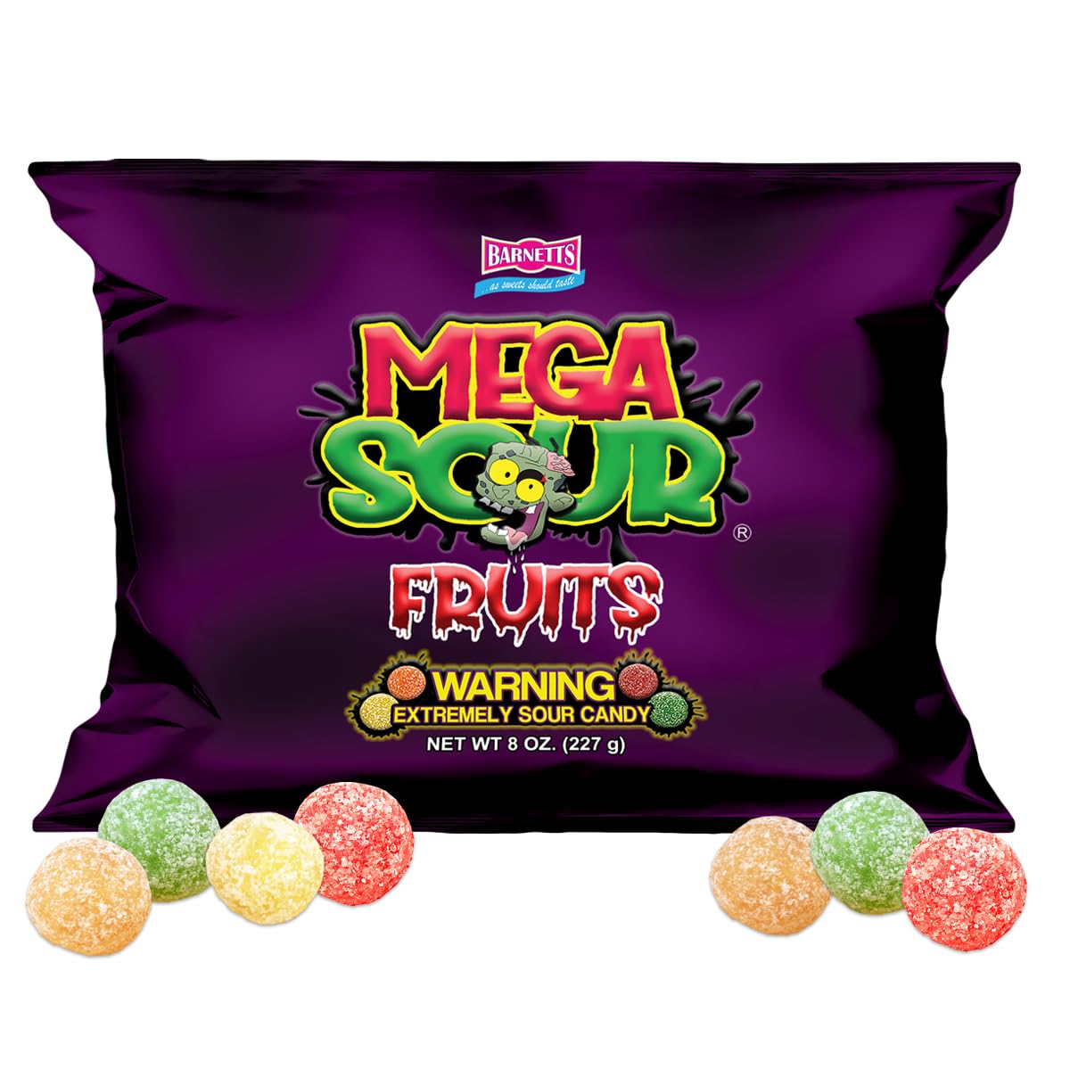 Barnetts front pack shot showing brand and bold sour candy for sharing
