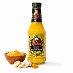 Baron banana ketchup front bottle shows brand and vibrant color for flavorful meals