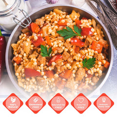 Baron's toasted pearled couscous close-up, showing texture for hearty meals