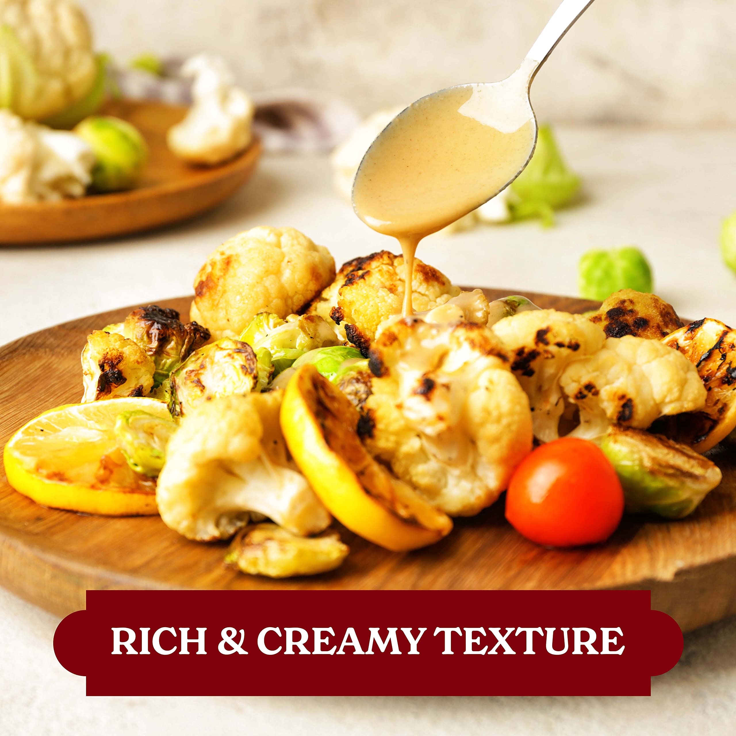 Baron's hummus made with tahini plated for a creamy, consistent finish
