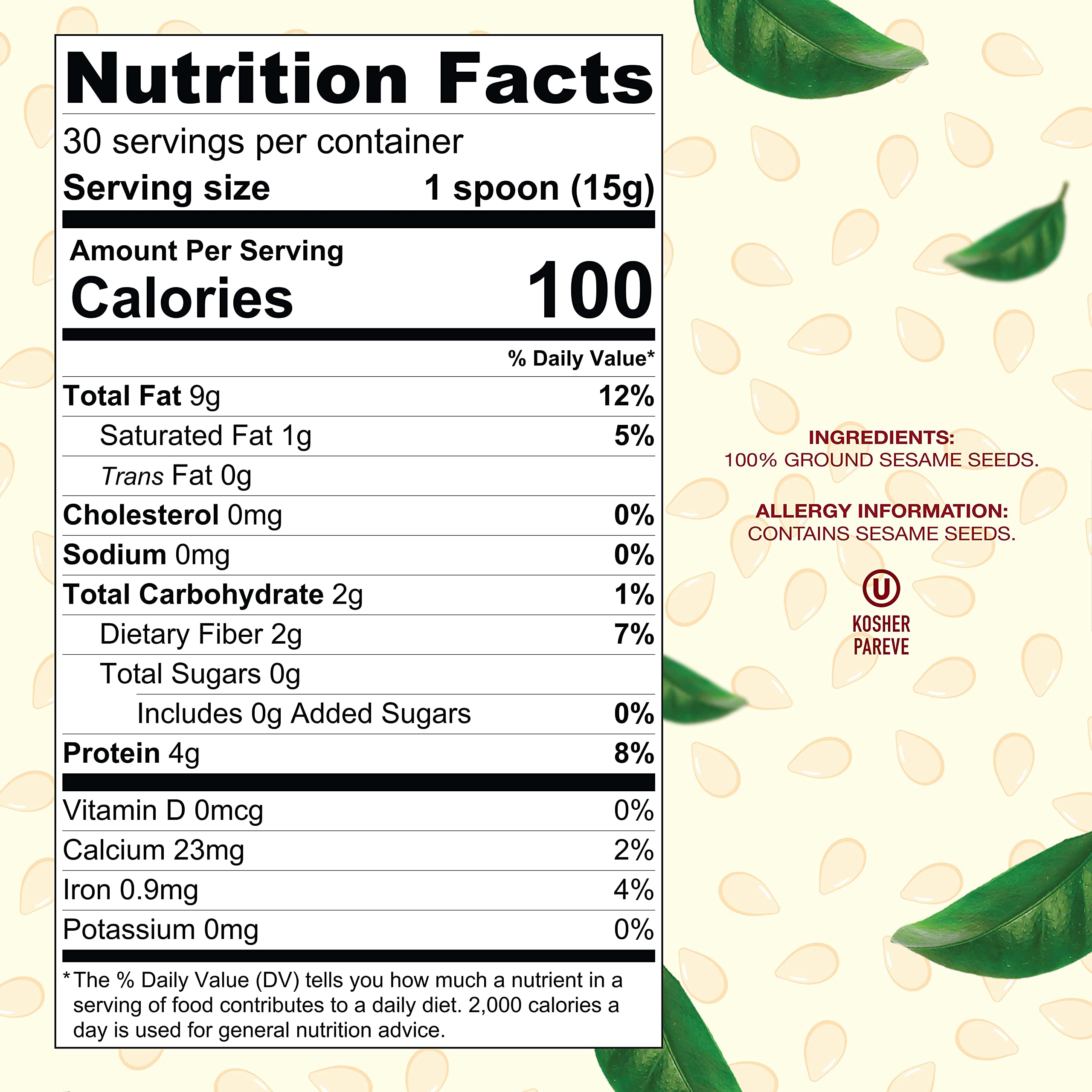 Baron's label close-up displaying nutrition facts and kosher certification
