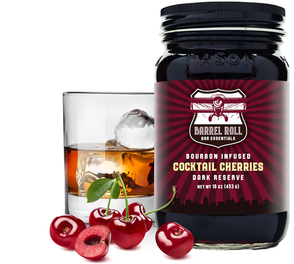 Barrel Roll Bar Essentials front jar view showing label and cherries benefit mixology