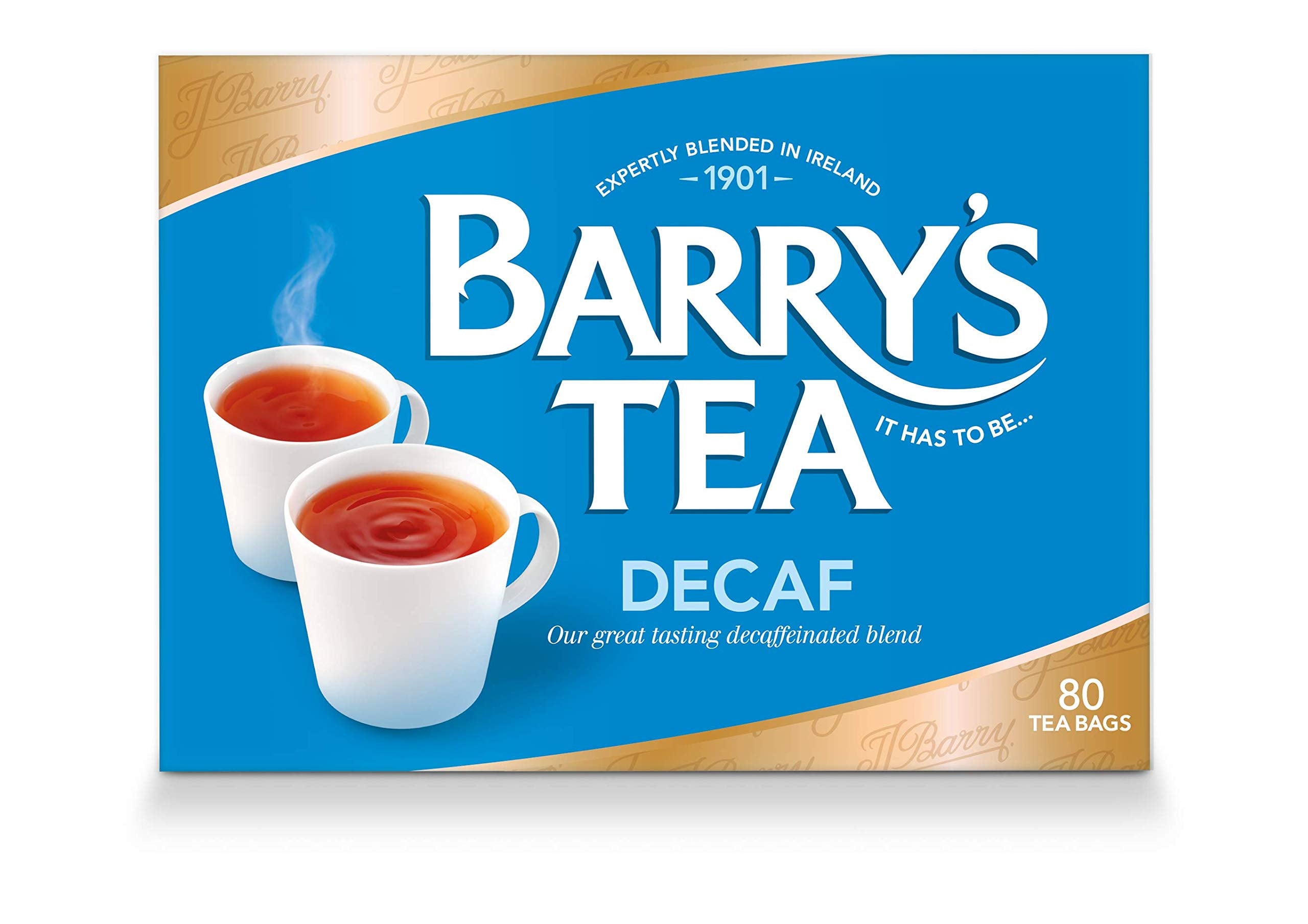 Barry's Tea decaf teabag close-up displaying fine leaf blend and consistent infusion benefit