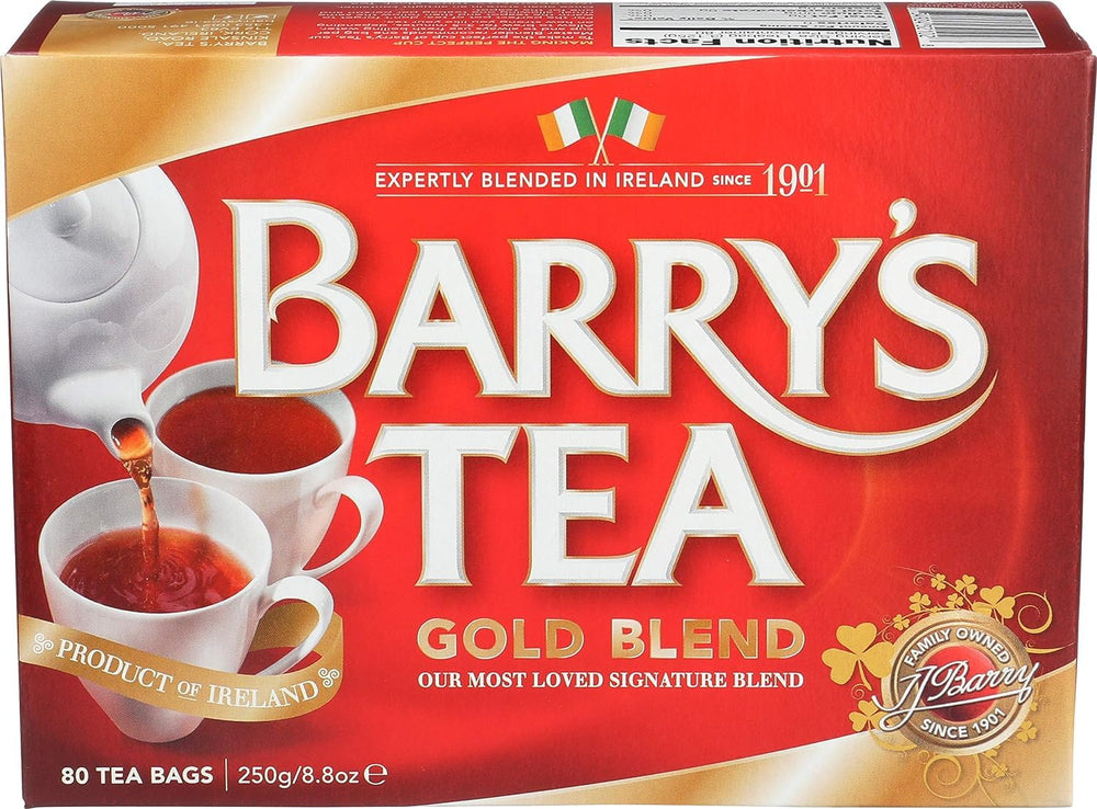 Barry's Tea front packaging showing six 80ct boxes and convenient bulk value