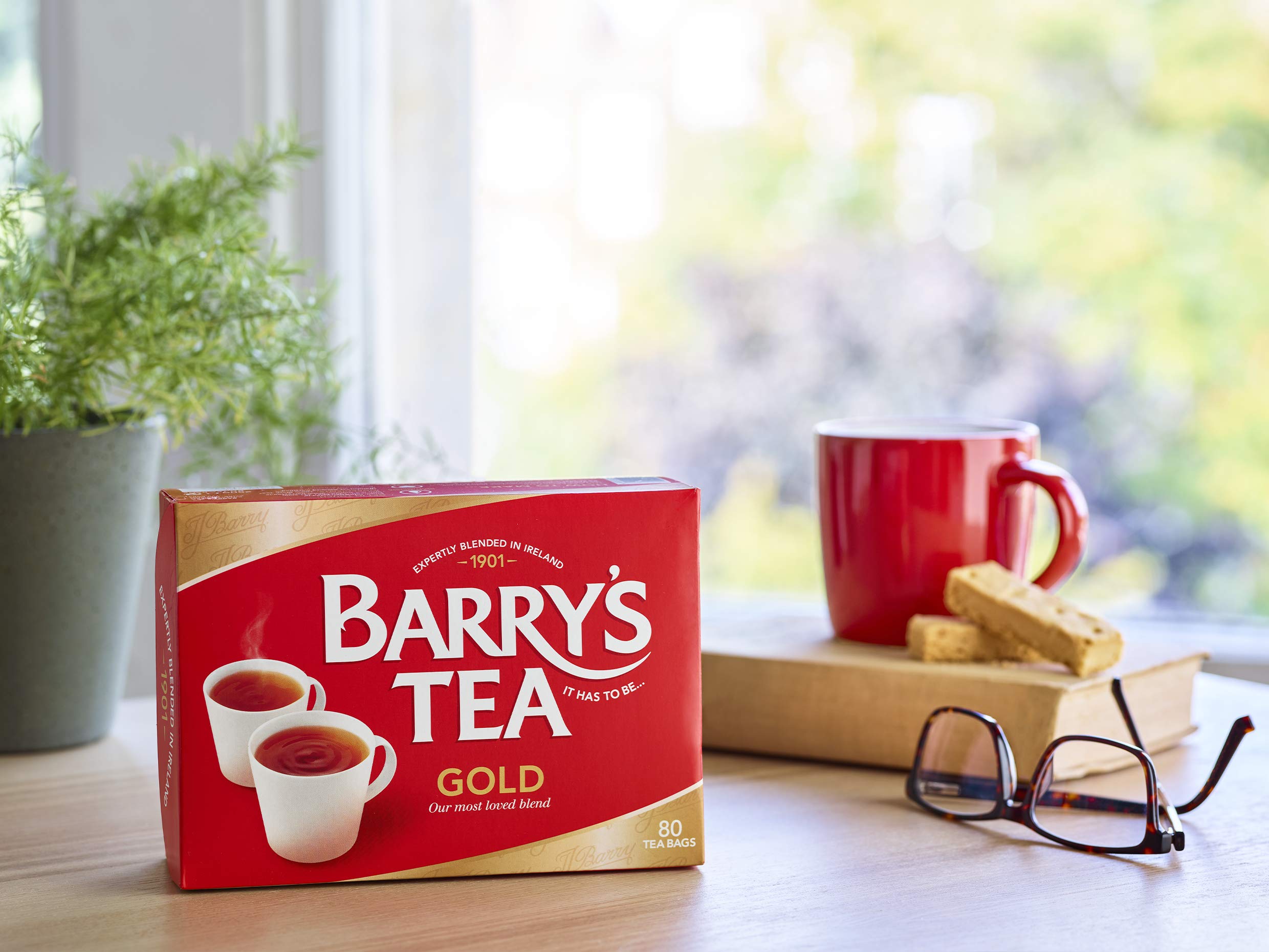 Barry's Tea Gold Blend served in cup in kitchen setting offering comforting flavour