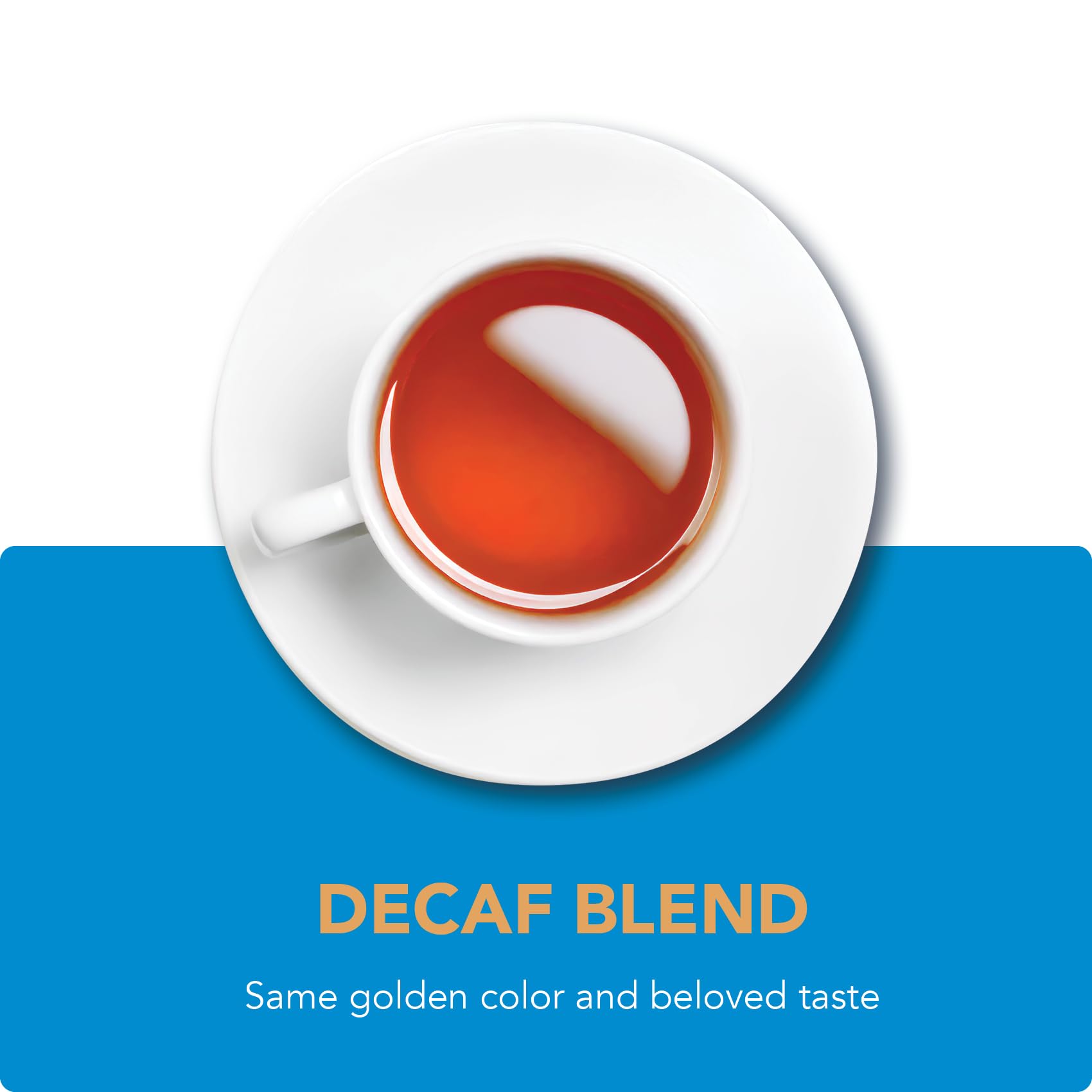 Unwrapped Barry's Tea decaf tea bags beside loose leaves showing consistent blend strength