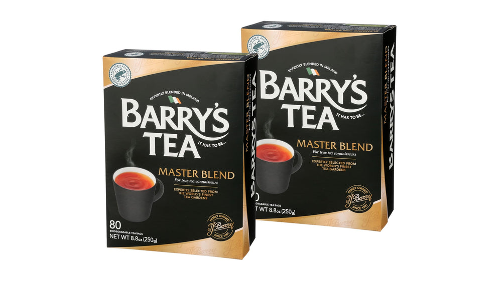 Barry's Tea front packaging shows master blend 80ct and benefits of bold flavor