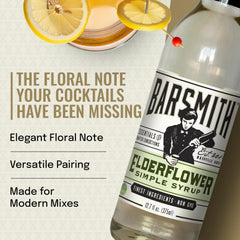 Barsmith elderflower syrup used in a floral spritz adding aromatic lift