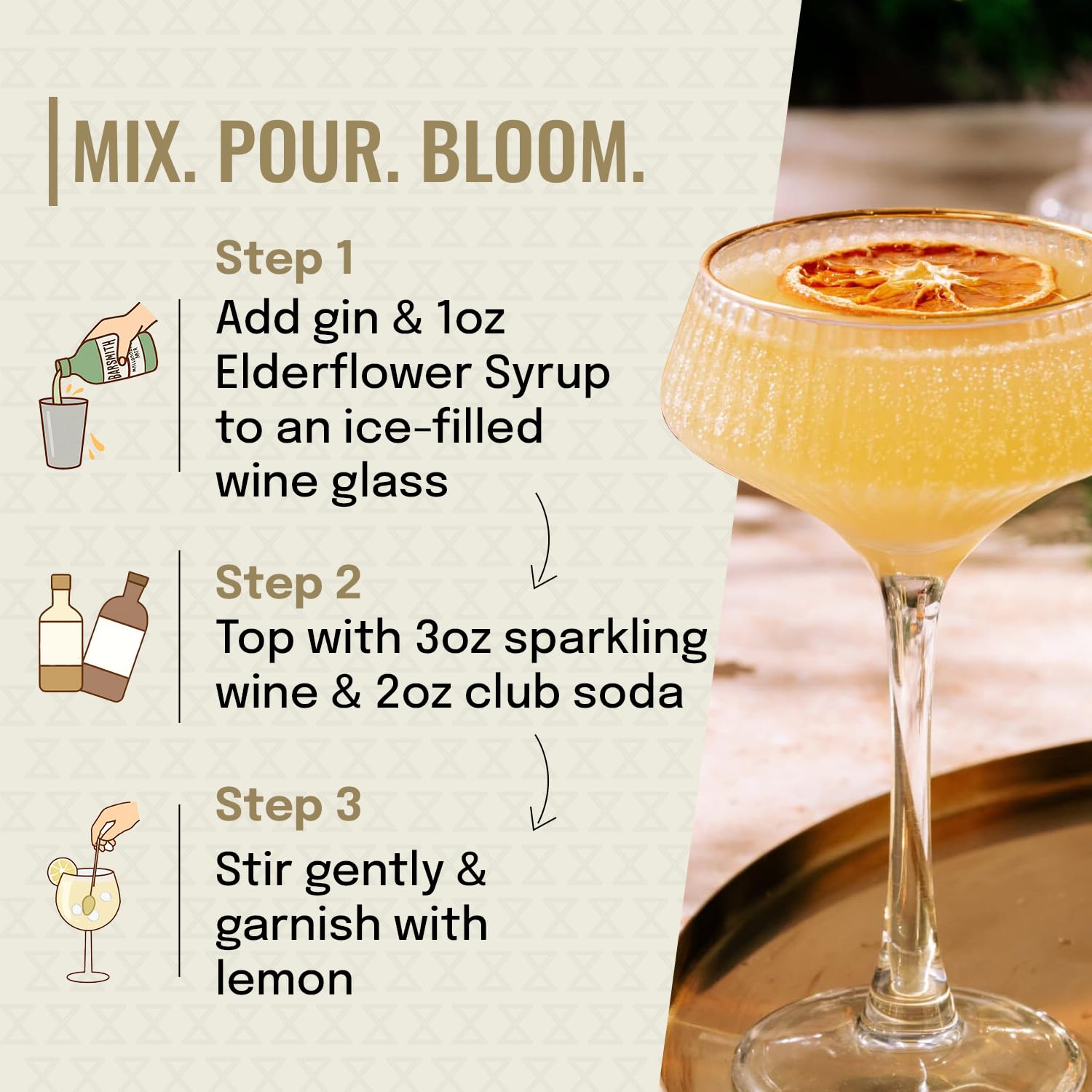 Barsmith elderflower syrup mixed into iced tea for refreshing floral notes