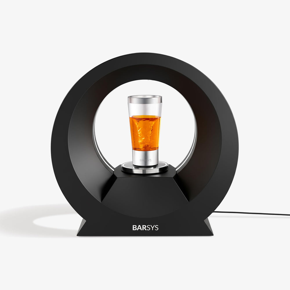 Barsys 360 front view in black showing sleek design and easy placement benefit