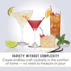 Bartesian cocktail poured in glass from machine showing finished drink quality and convenience benefit