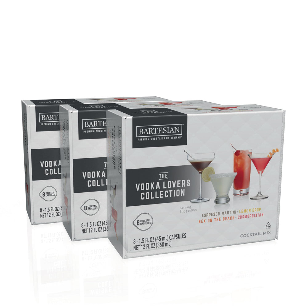 Bartesian front packaging showing Vodka Lovers 24-pack and easy serving