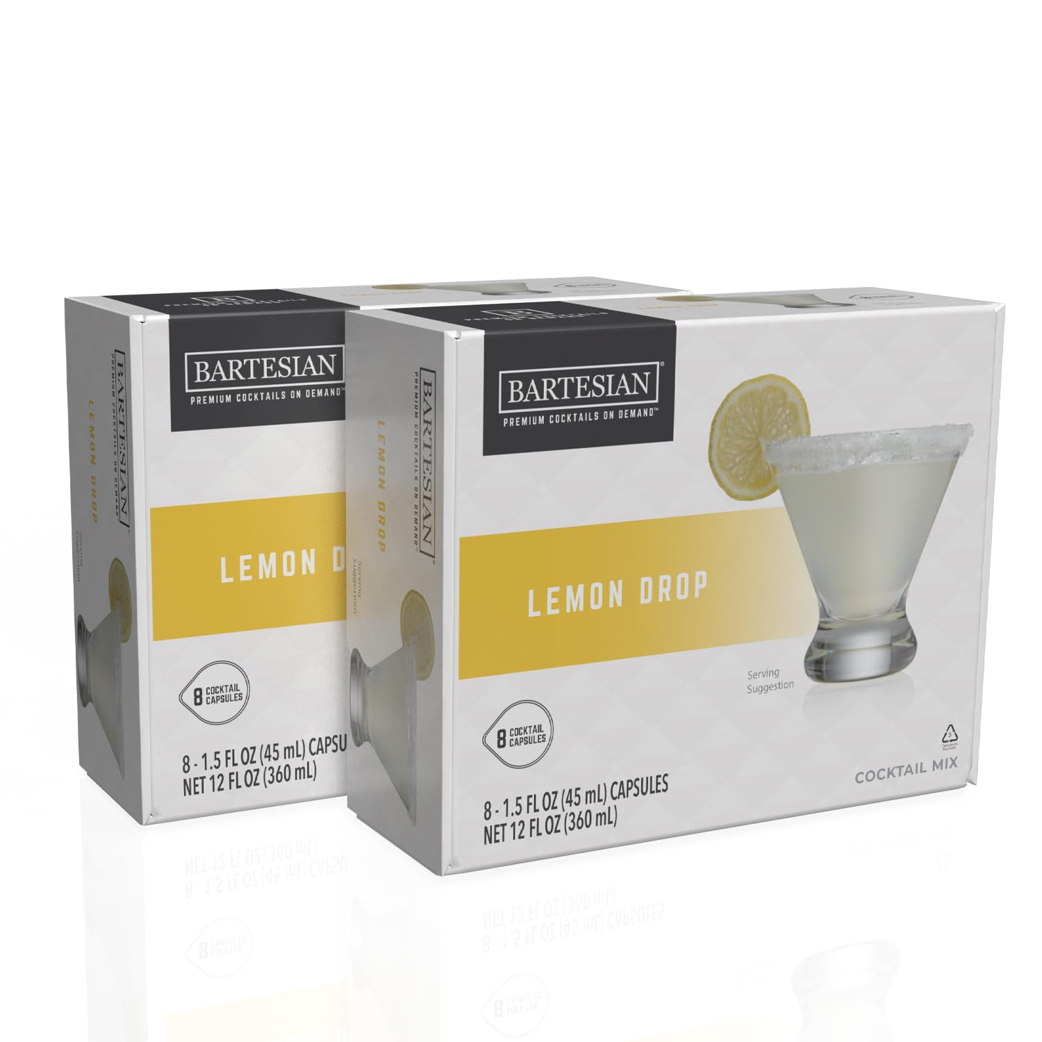 Bartesian lemon drop front packaging showing 16-pack and branding benefits