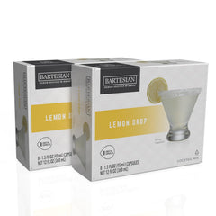 Bartesian lemon drop front packaging showing 16-pack and branding benefits