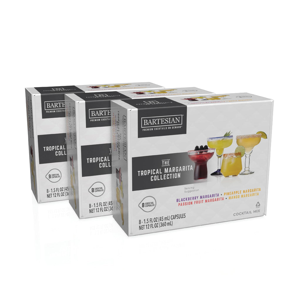 Bartesian front packaging showing 24-pack Tropical Margarita capsules and clear labeling benefit clarity