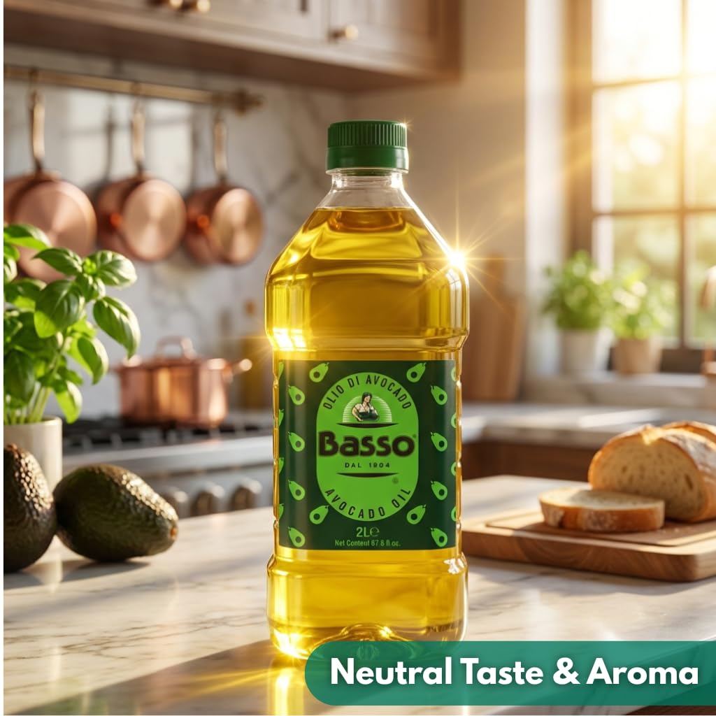 Basso 1904 bottle with avocado halves showing avocado origin and natural profile