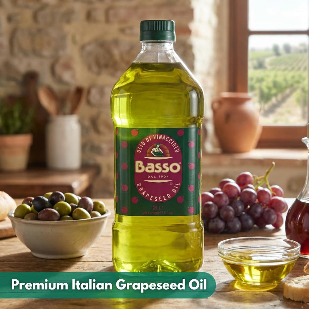 Basso oil in pan sautéing vegetables showing high-heat cooking benefit