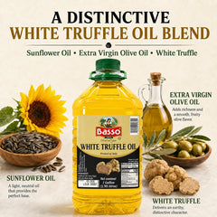 Basso close-up of oil texture and sheen highlighting rich truffle aroma
