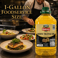 Basso pouring oil into a smaller bottle for portion control and convenience