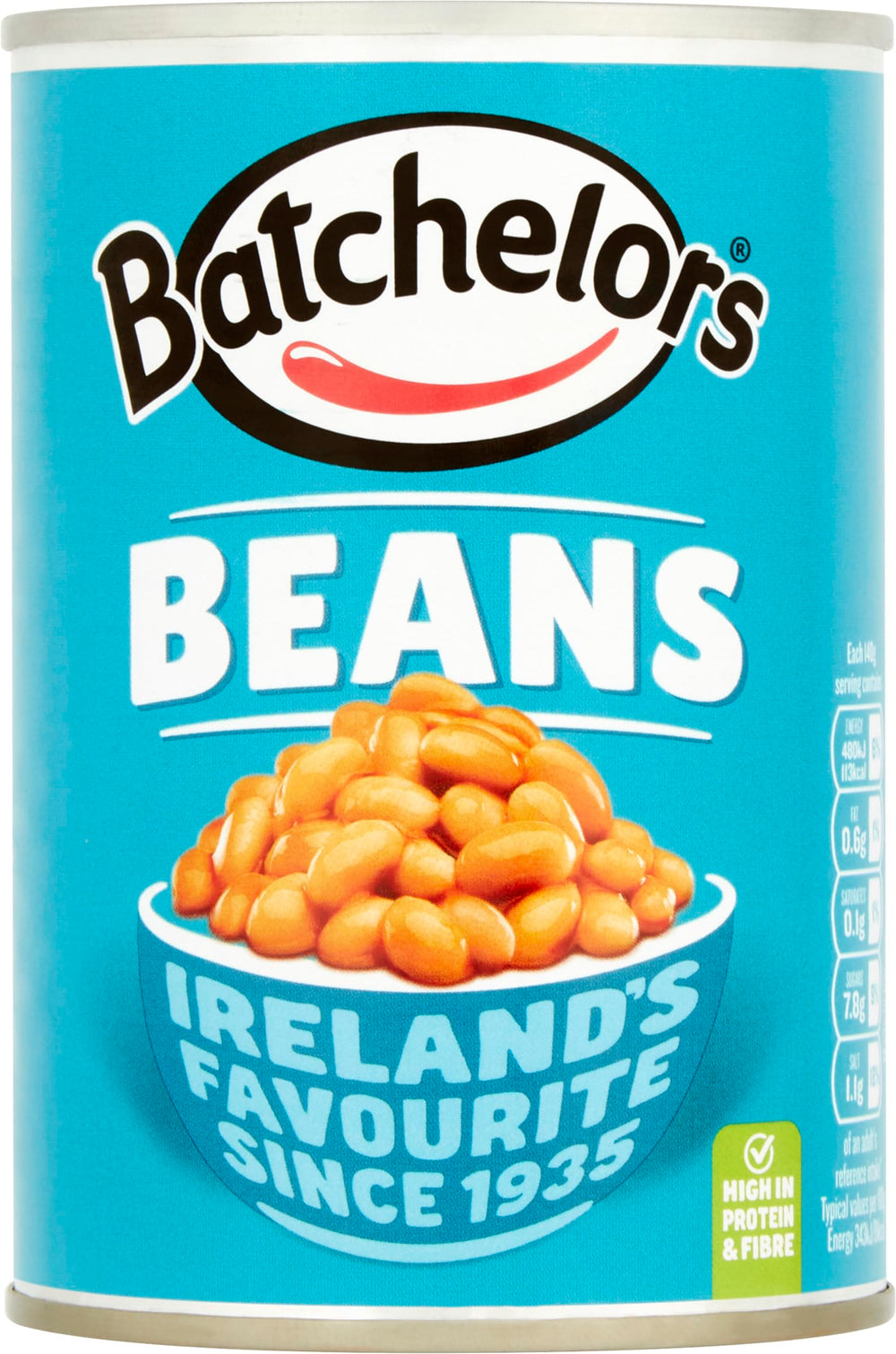 Batchelors can front label showing brand and net weight for easy pantry identification and quick meals