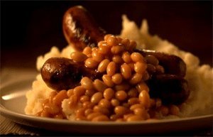 Batchelors baked beans served on toast in kitchen scene demonstrating quick, satisfying breakfast or snack