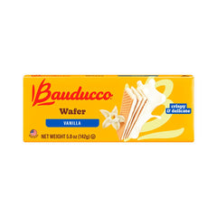 Bauducco trio of vanilla strawberry and chocolate wafers showing flavor variety