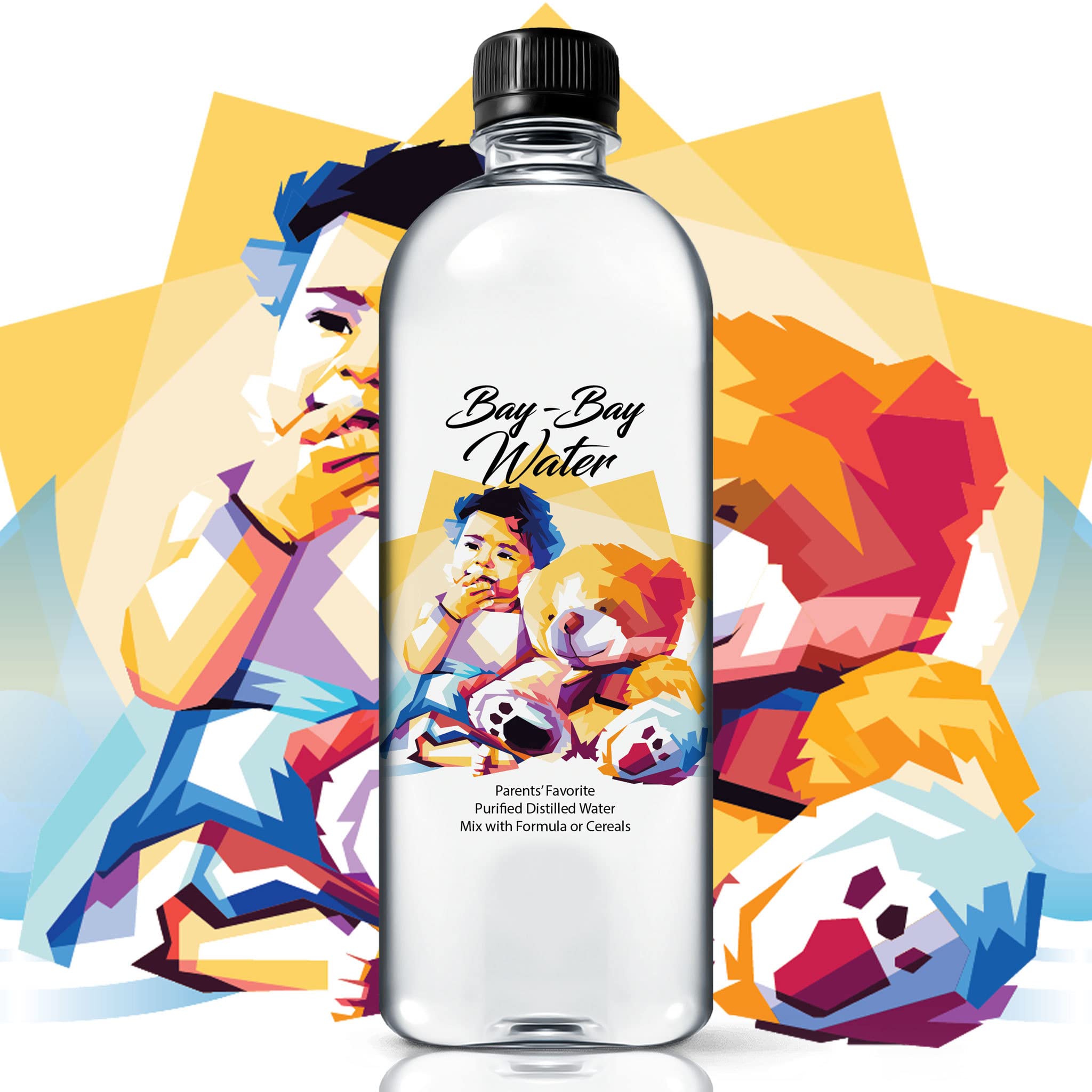 Bay-Bay Water label detail highlighting production in FDA-registered facility