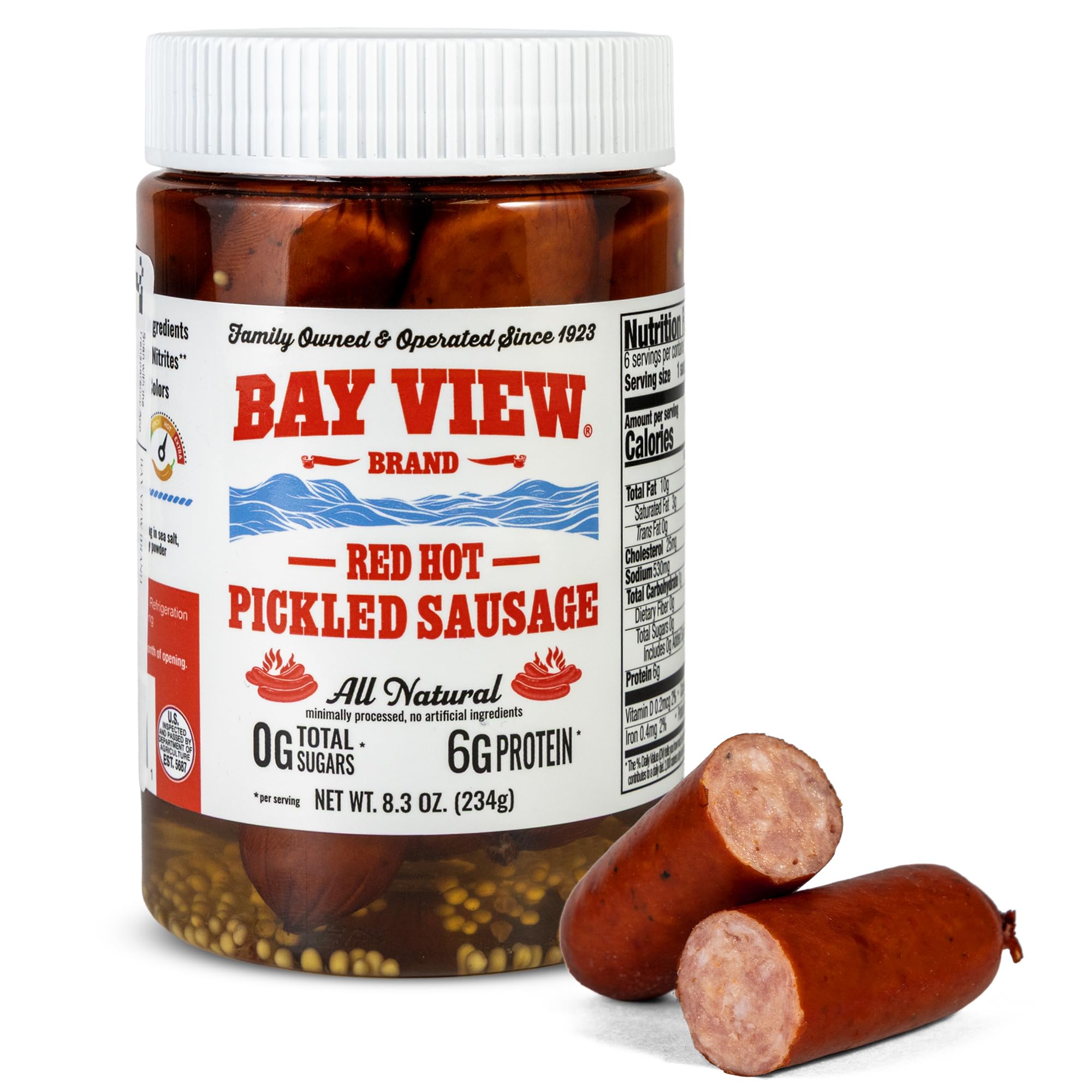 Bay View front packaging 8oz showing jar and bold red-hot appeal