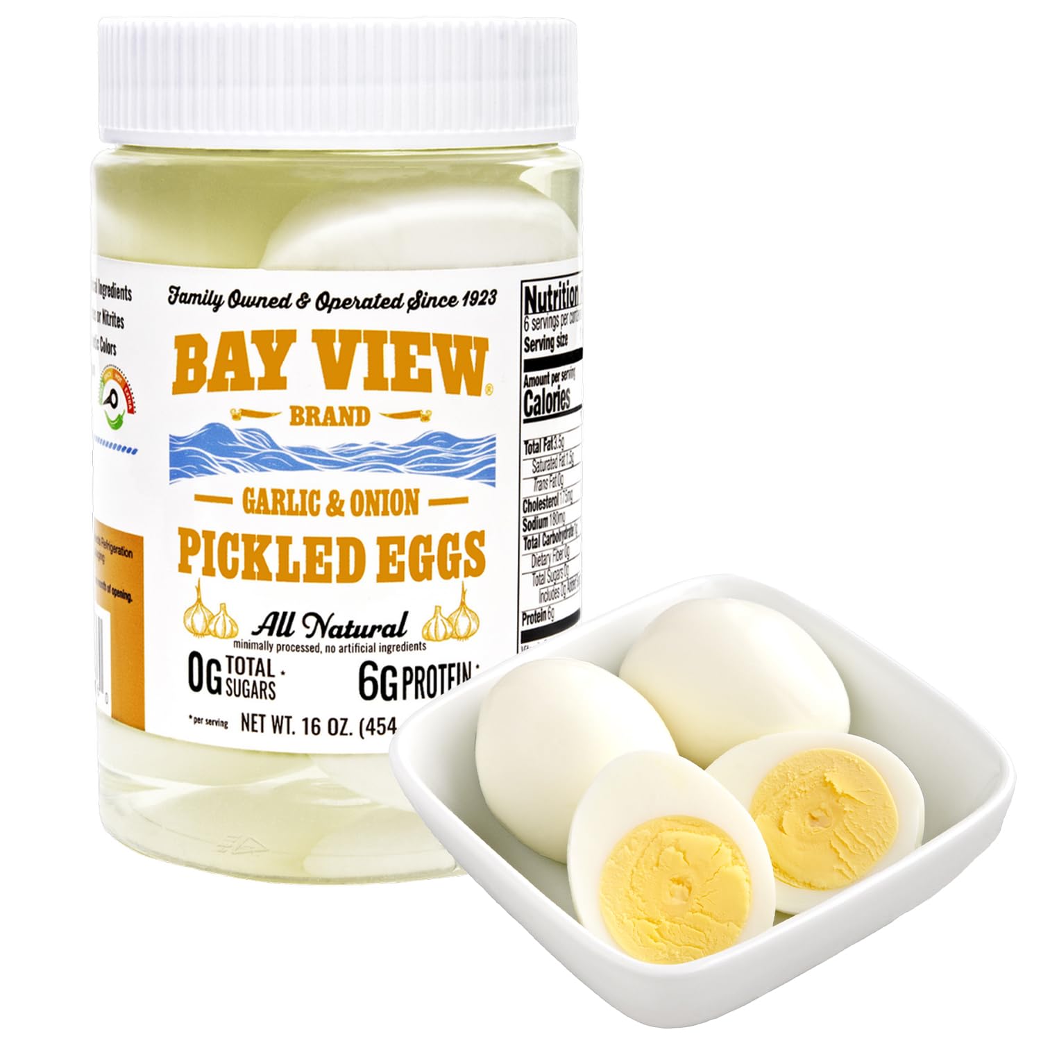 BAY VIEW BRAND front label showing product and flavor for easy identification