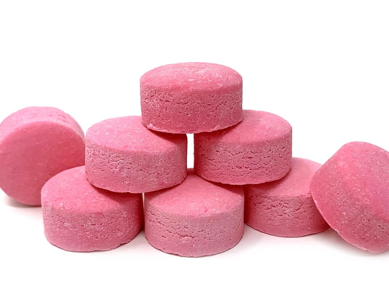 BAYSIDE CANDY close-up lozenges highlighting texture and dual pink-green color for visual appeal