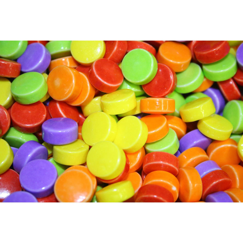 BAYSIDE CANDY close-up of coated disc texture highlighting crunchy sour coating