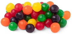 BAYSIDE CANDY front packaging showing assorted fruit sours and clear bag for easy serving benefit