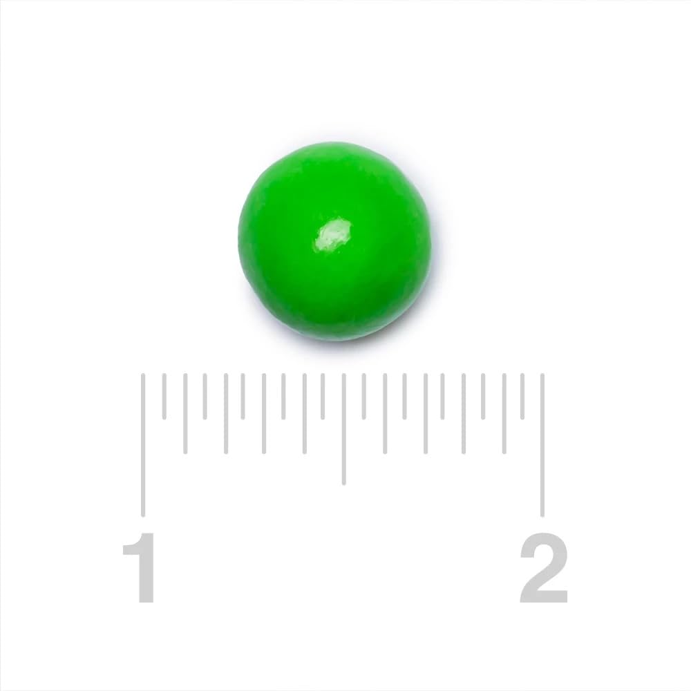 Bayside Candy green gumballs displayed in a gumball machine and bowl showing refill use