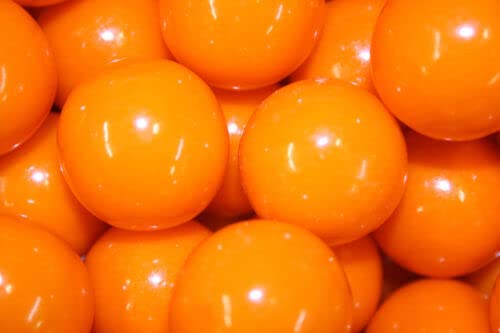 Bayside Candy front packaging showing 1" orange gumballs and easy refill benefit